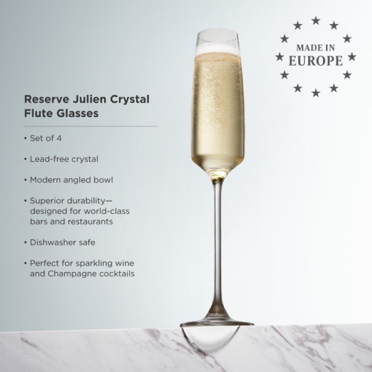 Viski® Reserve Julien Crystal Flute Glass, set of 4 8