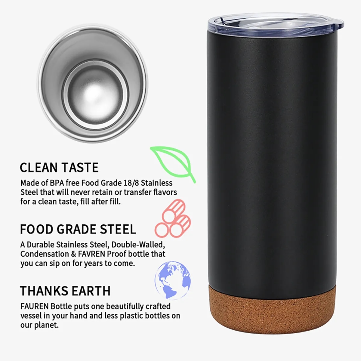 16 OZ. Travel Insulated Coffee Tumblers with Cork Bottom 3