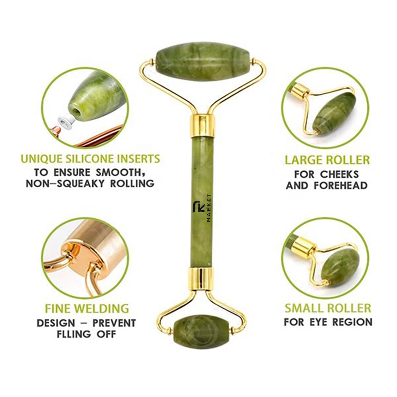 Facial Beauty Roller Skin Care Tools made up of 100% natural Jade and zinc-alloy holder 4