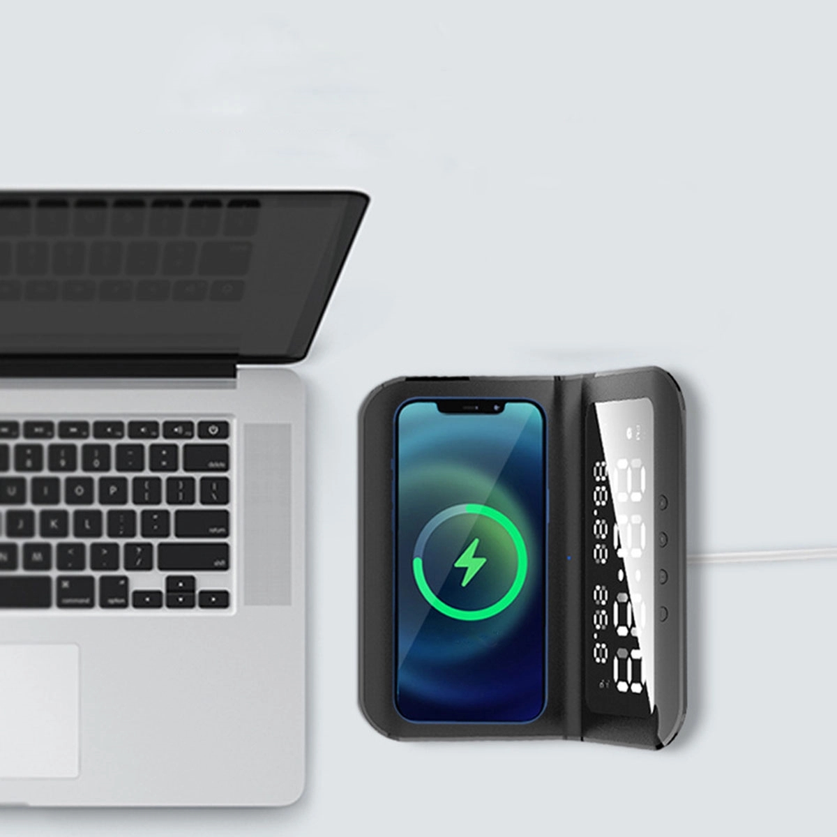 3 In 1 Wireless Charging Station With Digital Alarm Clock 6