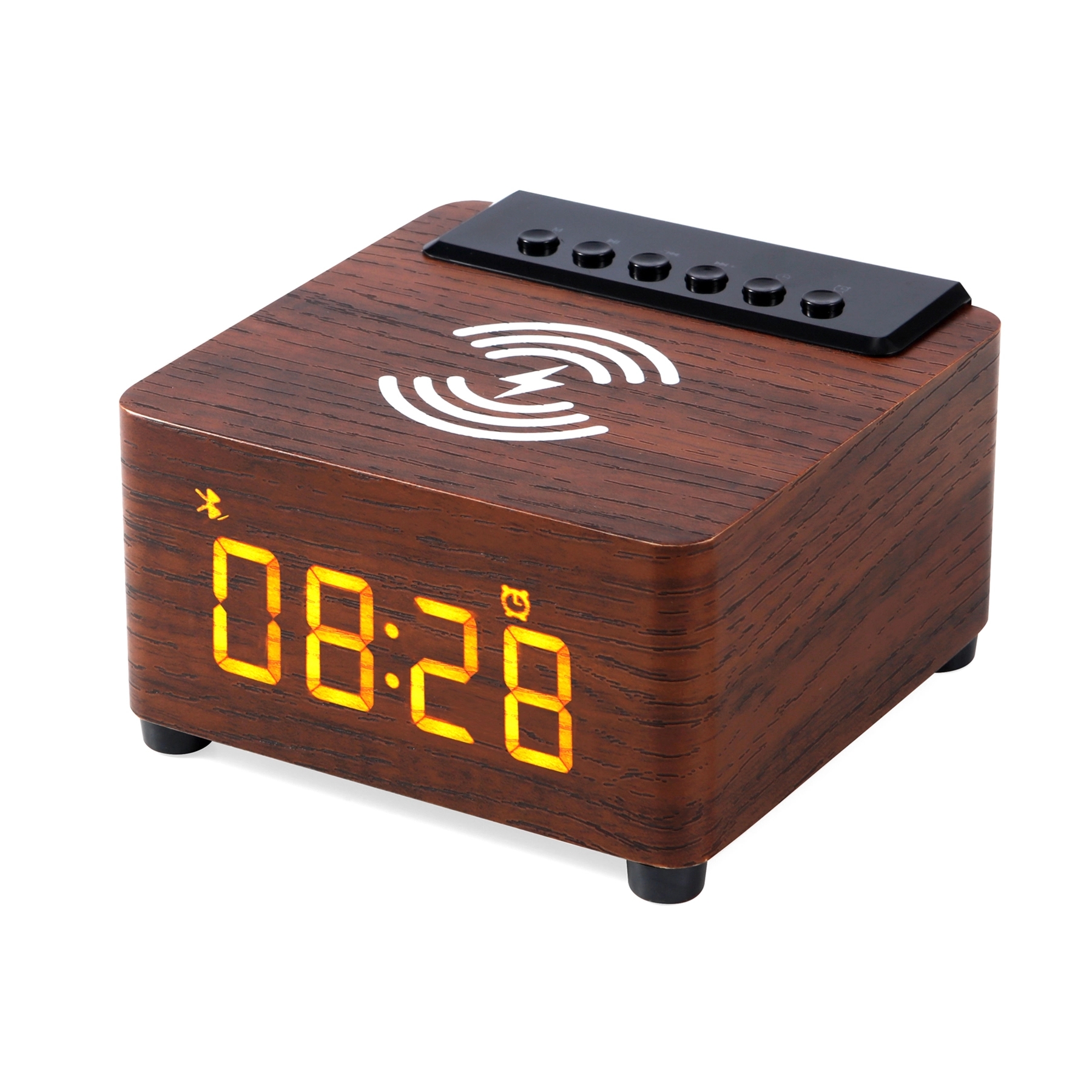 K2 Wooden 10 W Wireless Charger with Alarm Clock & Speaker 17
