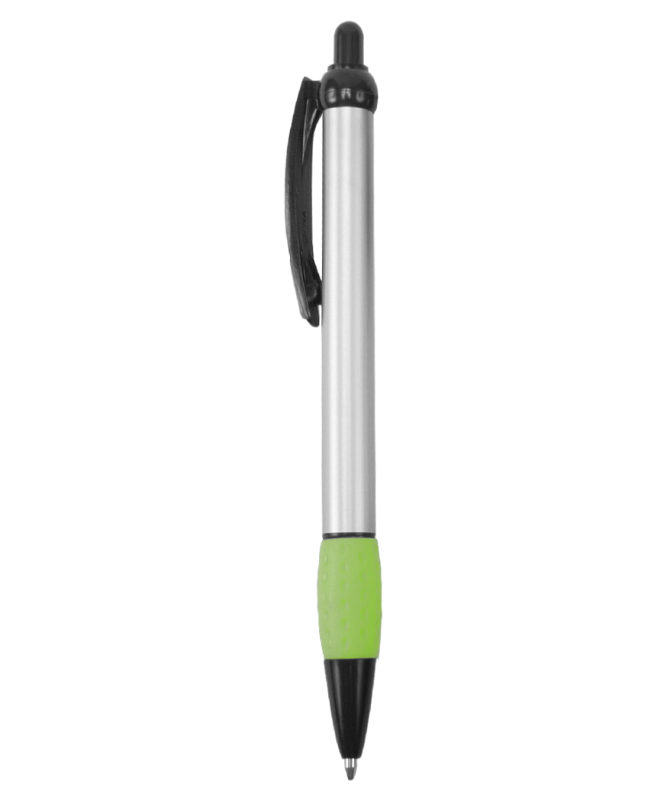 Promotional - Jolly Jotter - Silver Barrels Ballpoint Pens with Colored Trim and Rubber Grip 2