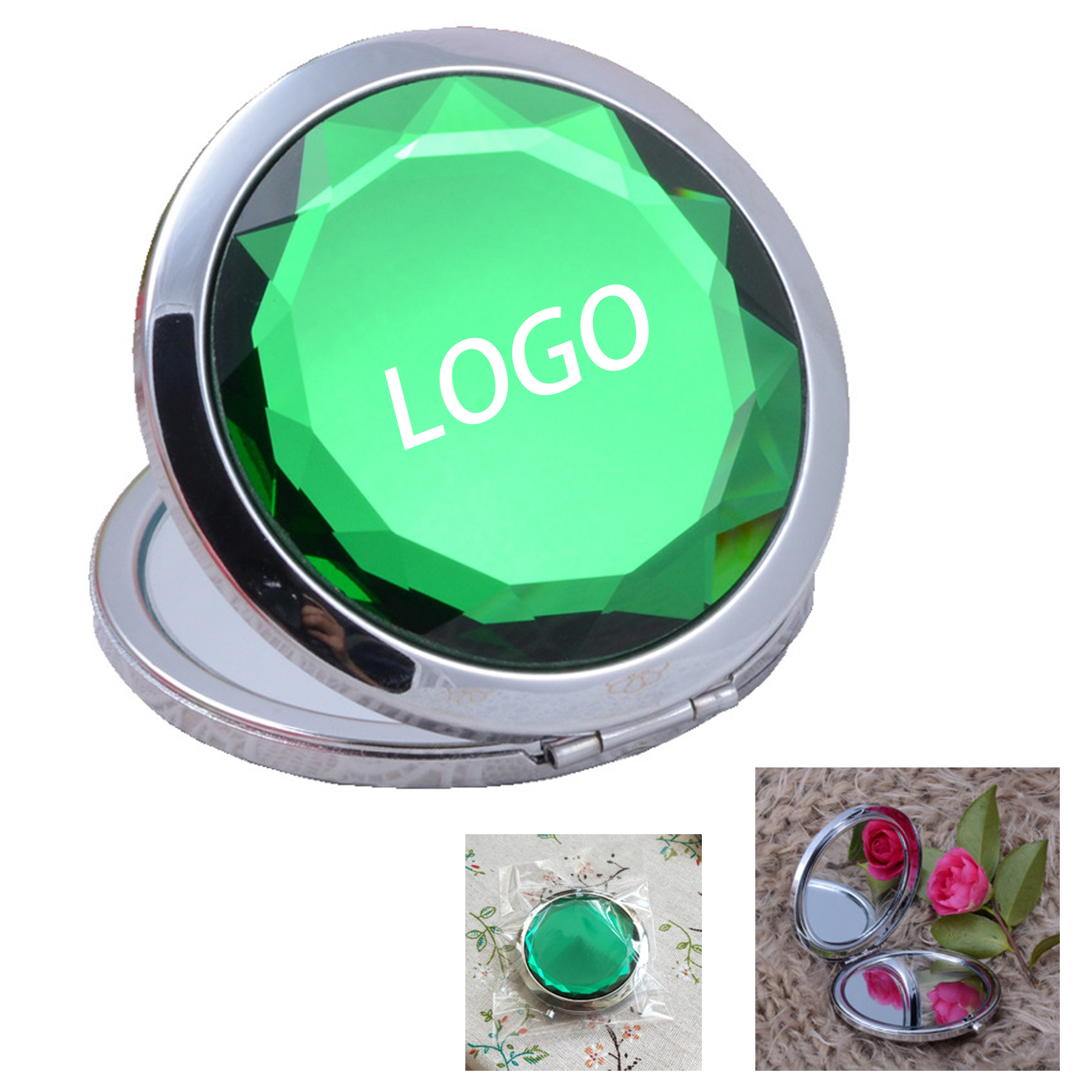 Round Crystal Dual Magnification Mirror MOQ 100PCS 4