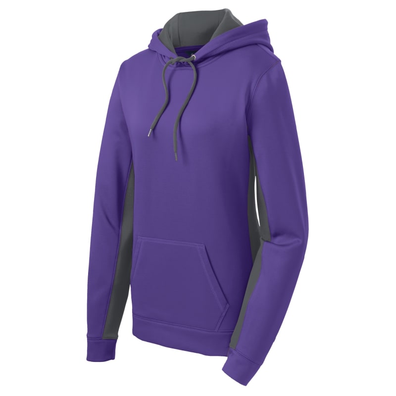 Sport-Tek Women's Sport-Wick Fleece Colorblock Hooded Pullover. 58