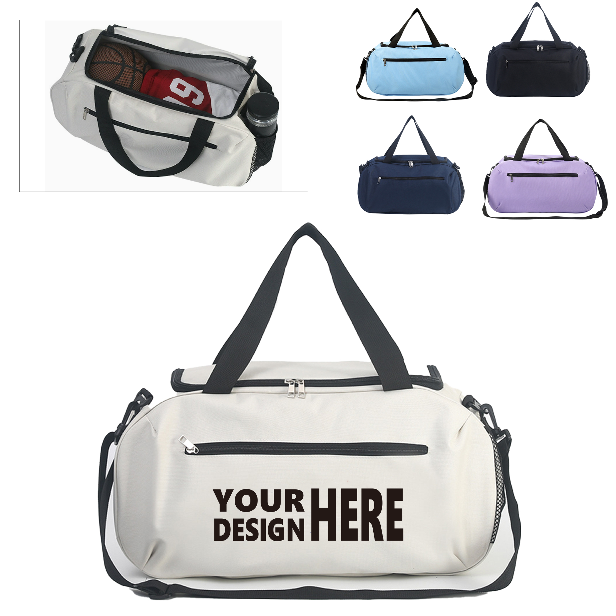 Solid Color Travel Gym Bag with Multifunctional Design 2