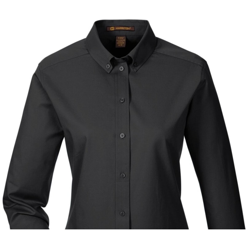 Harriton Ladies' Foundation 100% Cotton Long-Sleeve Twill Shirt With Teflon™ 15