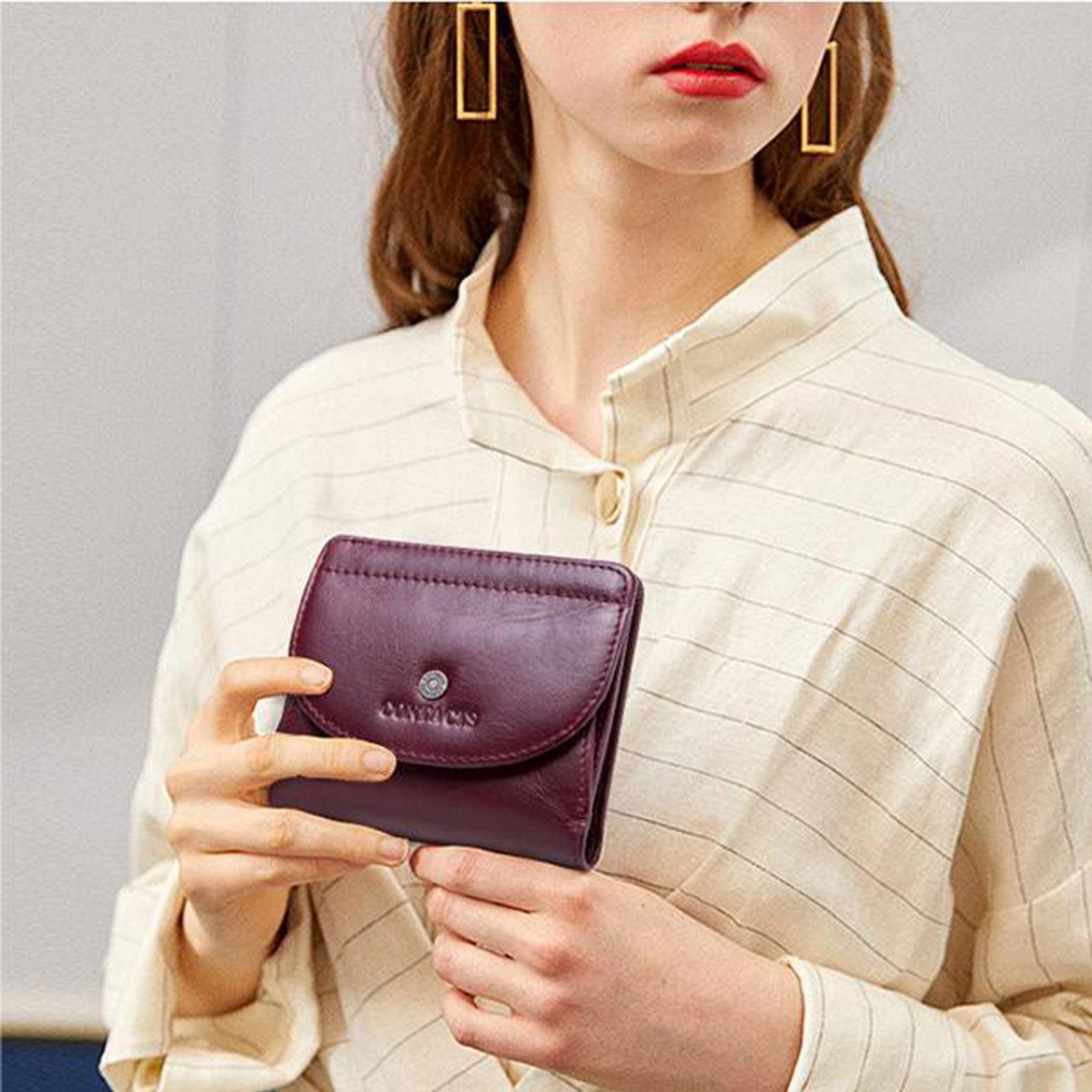 Leather Slim Bifold Purse Card Holder Wallets Women 2