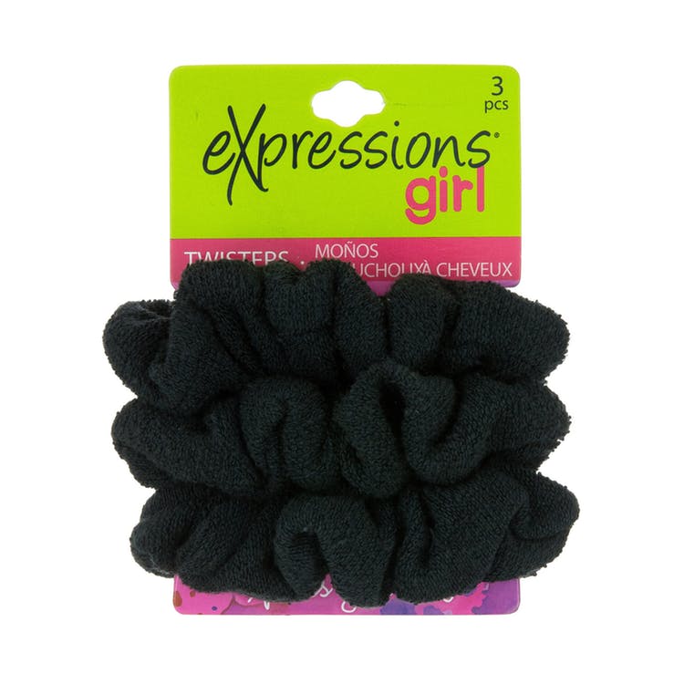 Hair Scrunchies - Black Terry 3 Pack 2