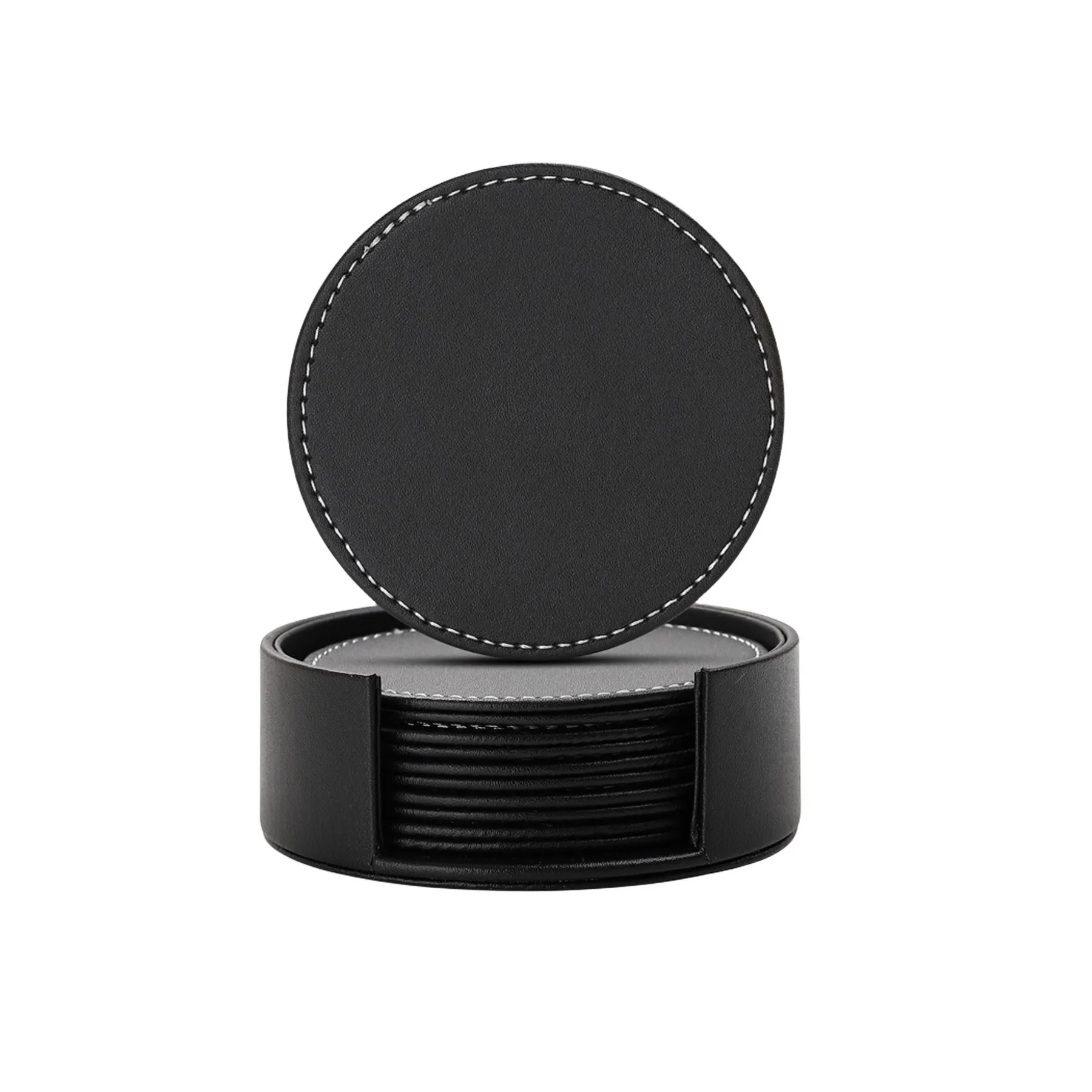 Leather Drink Coasters Round Cup Mat 9