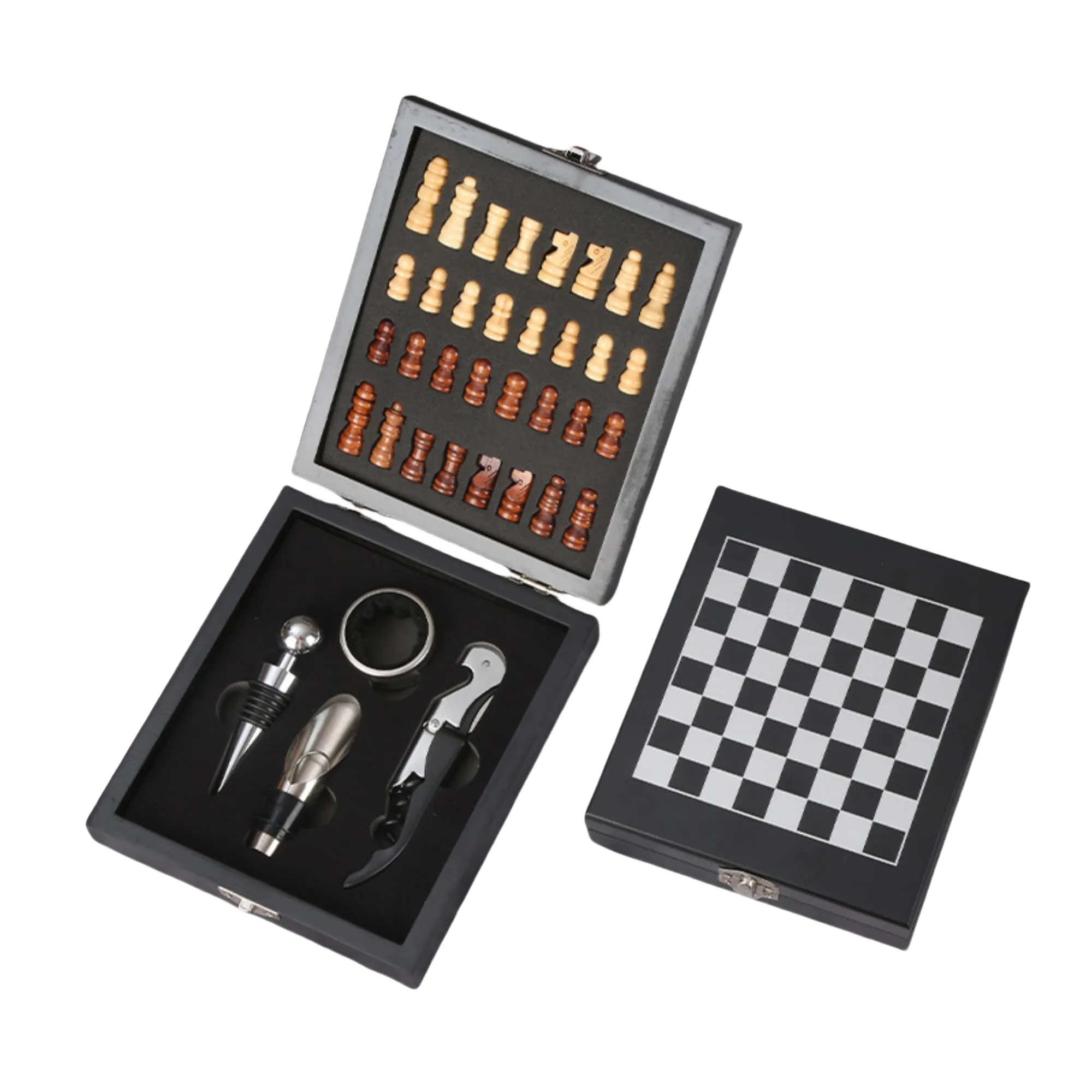 Premium Stainless Steel Wine Opener Set With Chess Design 2