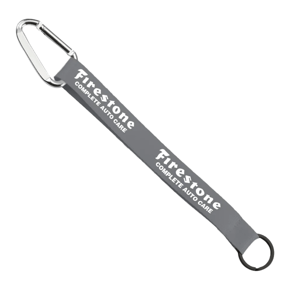 3/4" Sewn Polyester Keychain with Metal Split-Ring and Carabiner 132