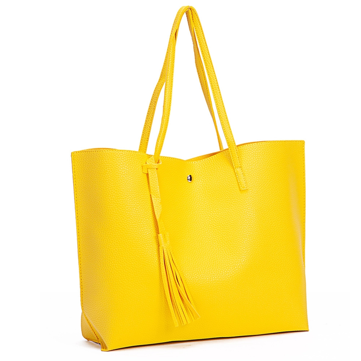 Women'S Faux Leather Tote Shoulder Bag Tassel Handbag 5