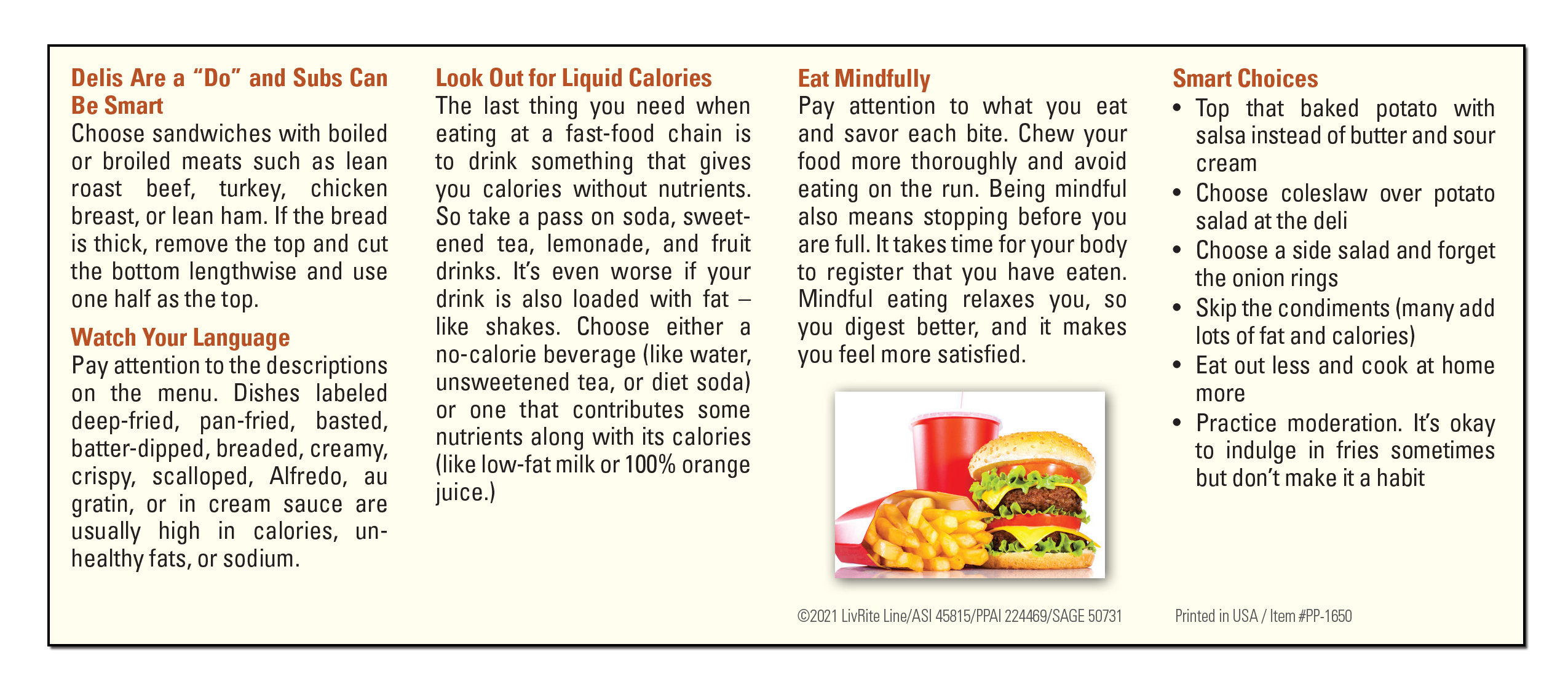 POCKET PAMPHLET - A Guide to Healthier Fast Food Pocket Pamphlet 2