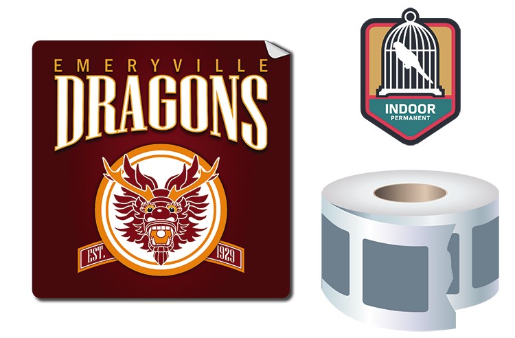Roll Stickers / Decal - Indoor Permanent - 4x4 Square Shape 2