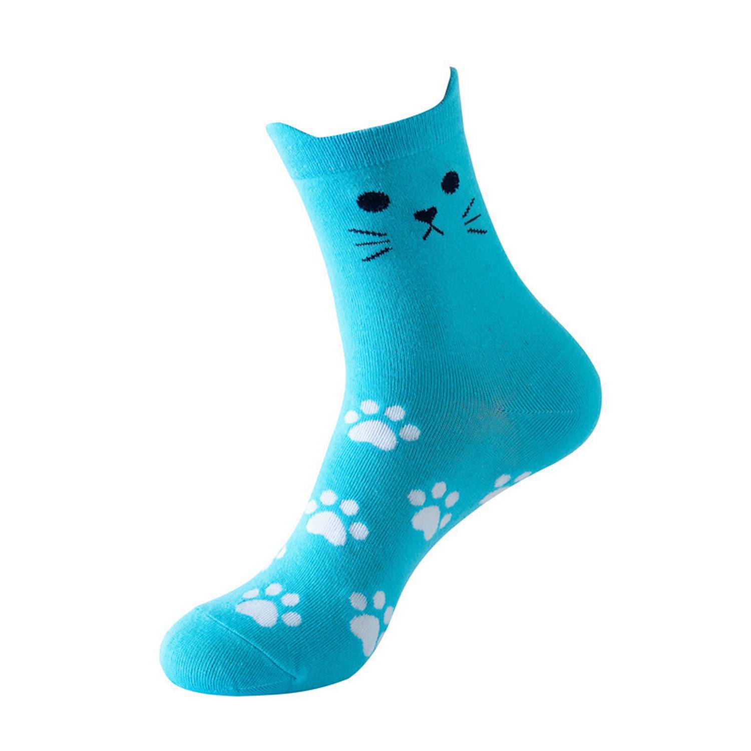 Women's Warm Cotton Cat Paw Print Socks 6