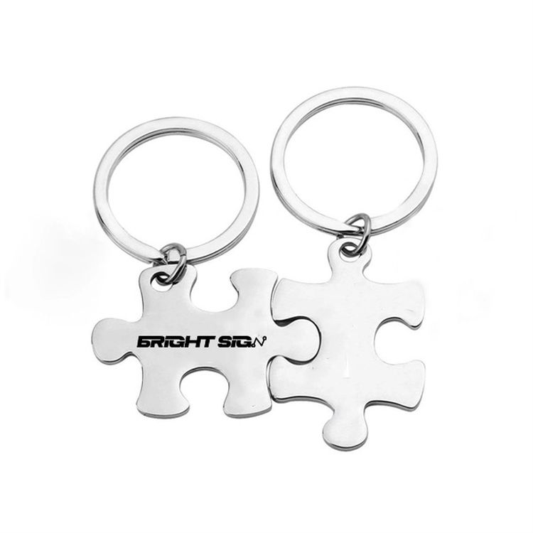 Stainless Steel Puzzle Piece Keychain Set 1
