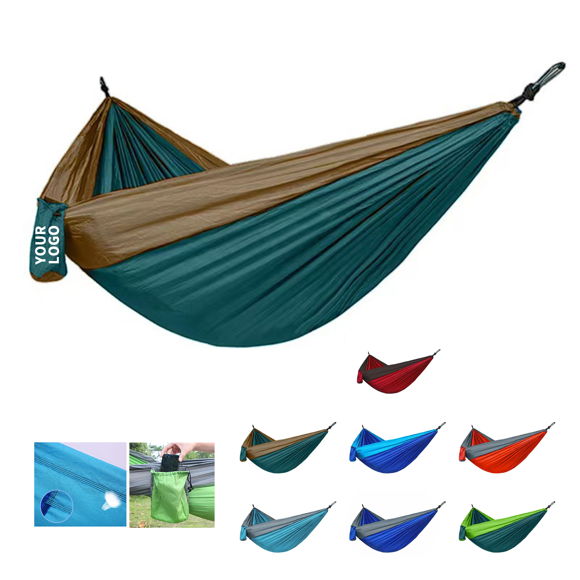 210T Nylon Portable Camping Hammock 106" Length x 55" Width 3