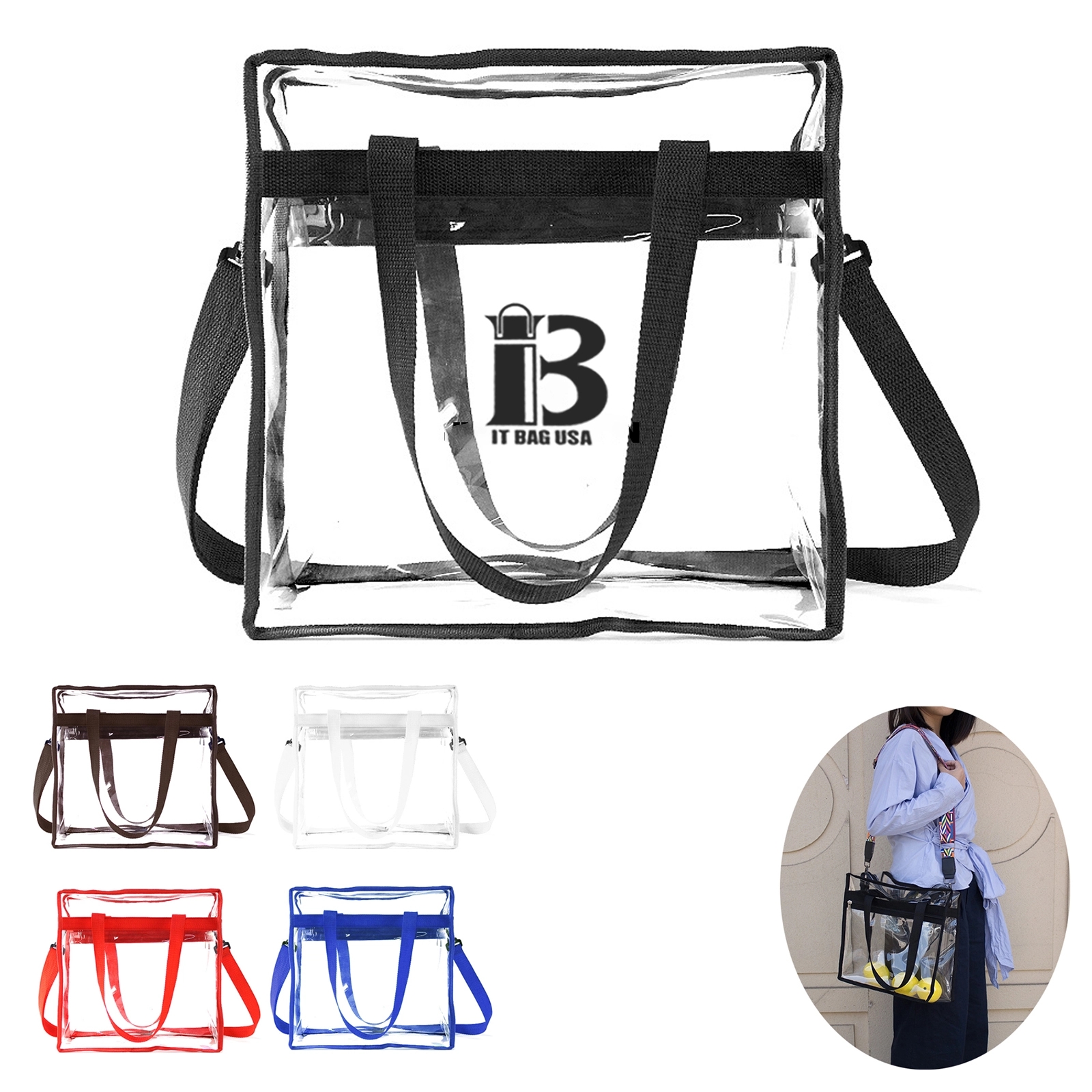 Stadium Approved Clear Tote Bag With Zipper 1