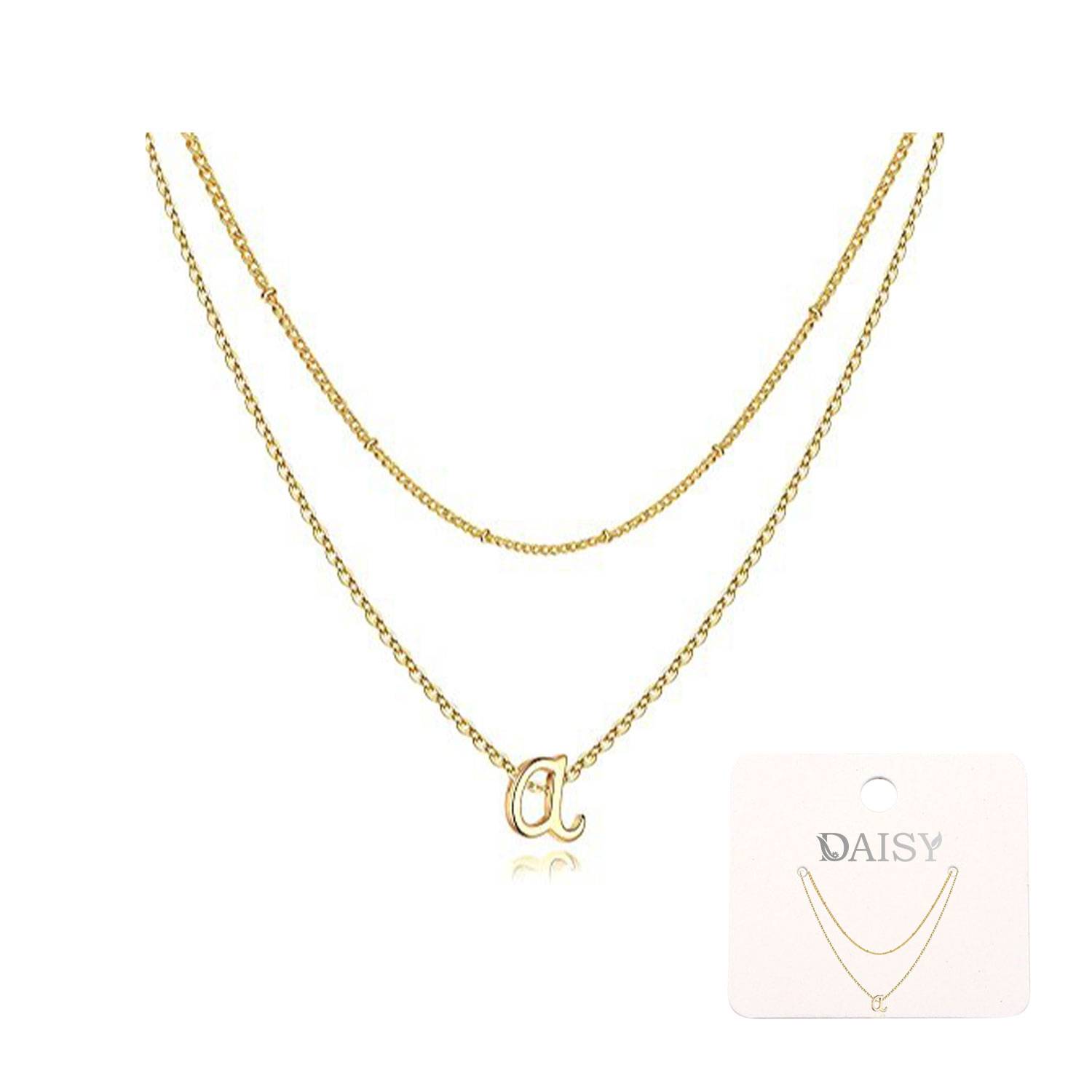 14K Gold Plated Letter A-Z Pendant Necklace Tiny Initial Nec