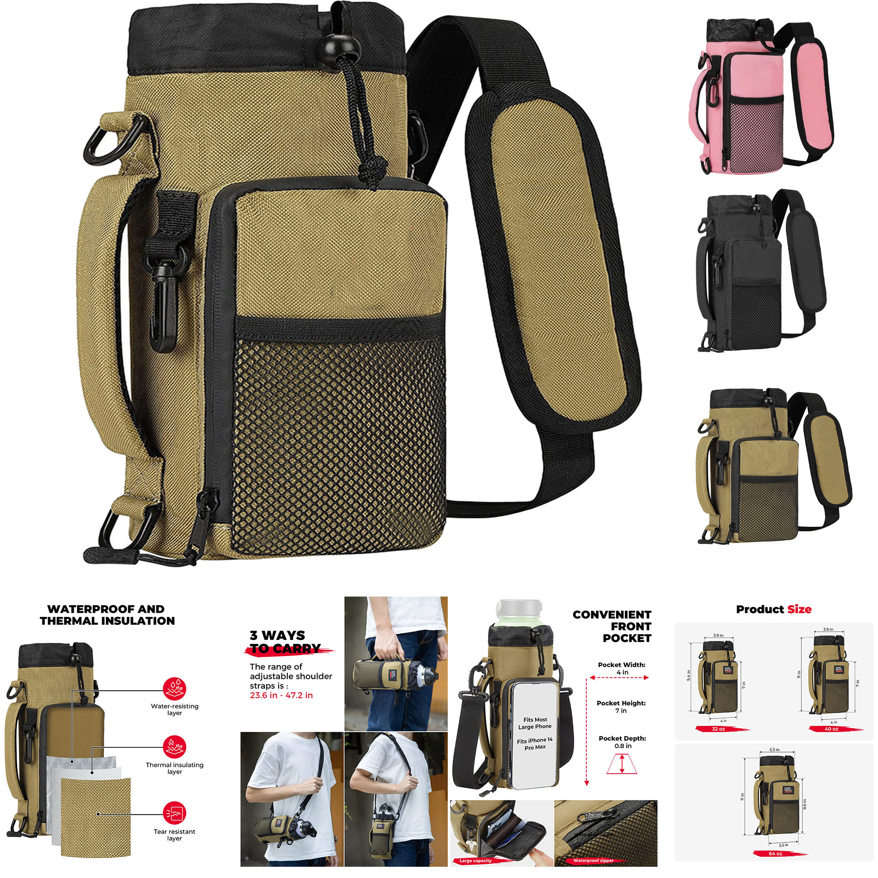 Water Bottle Holder Bag