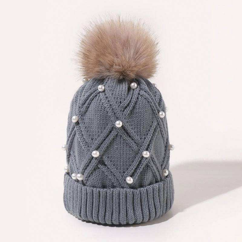 Custom Womens Winter Beanie Hat with pearl 3
