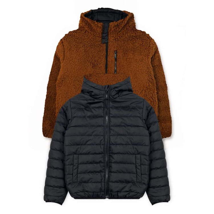 Boys' Sherpa Lined Reversible Jacket - Black 4-7 2