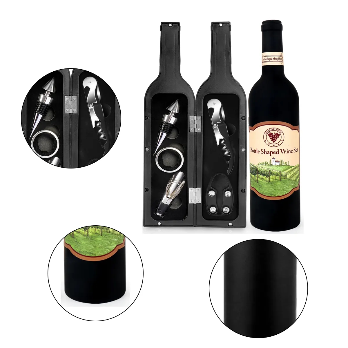 Wooden Box Wine Accessory Gift Set 11