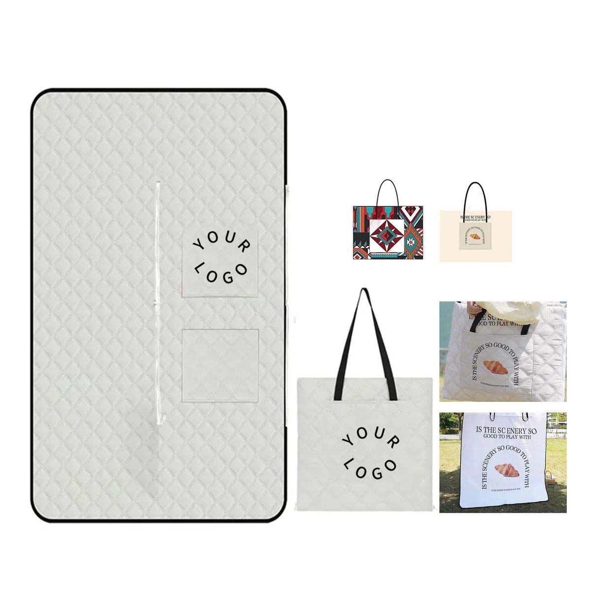 Durable Oxford Picnic Tote Bag with Machine Washable, custom tote bag with logo imprint 2