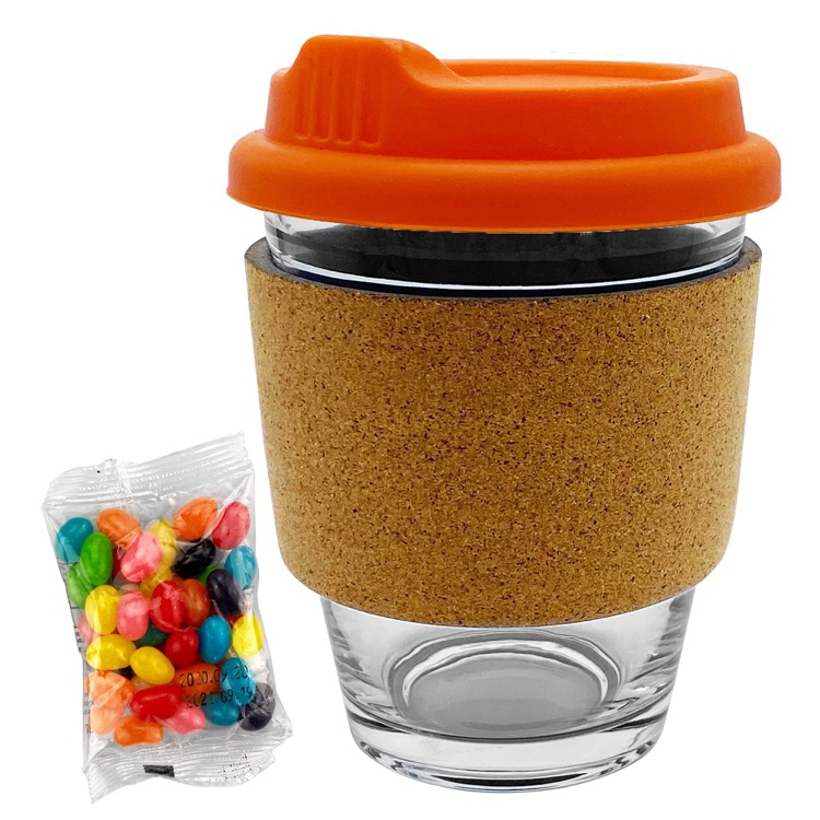 Jelly Bean In Cork Band Glass Coffee Cup 17