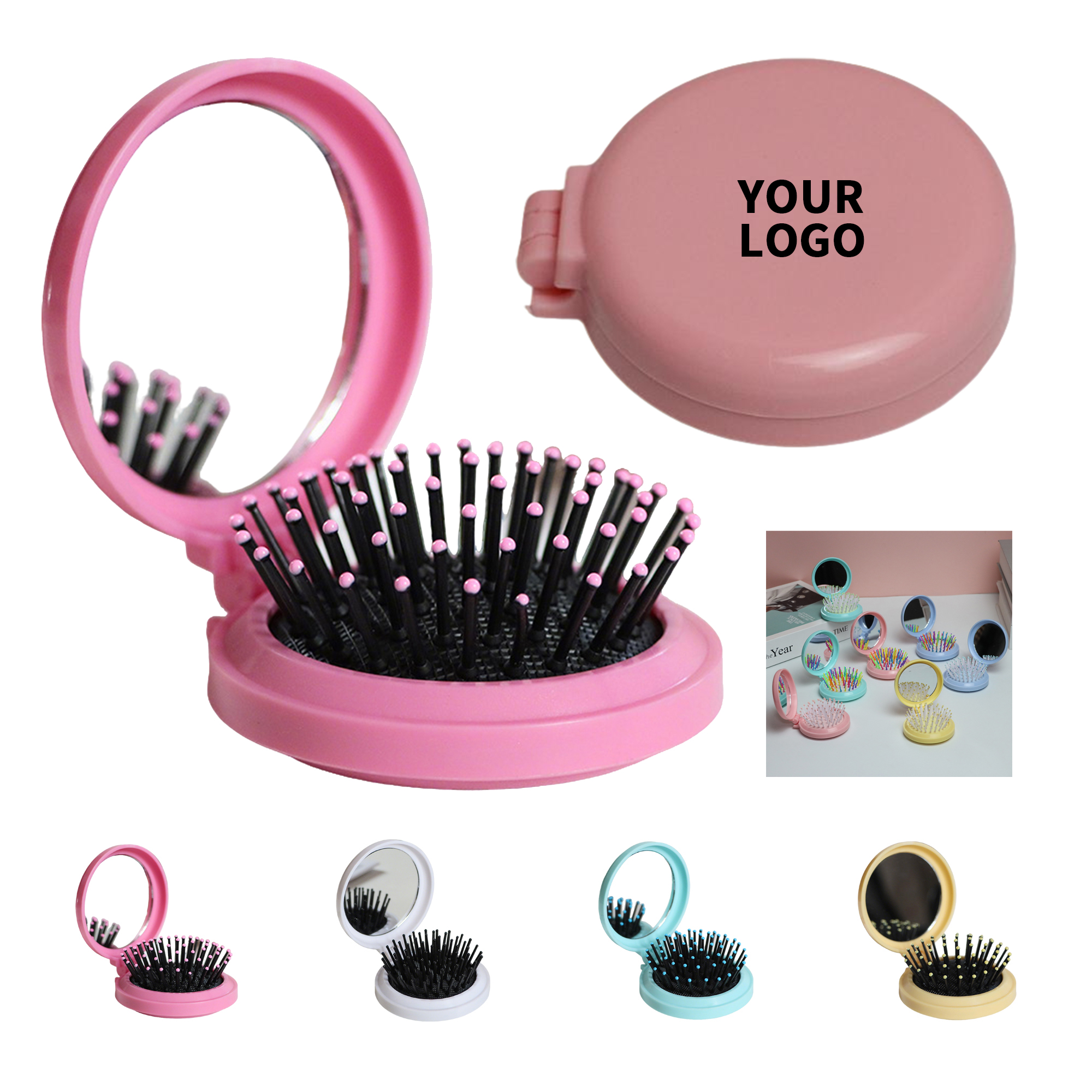 Pocket Travel Hair Tool With Built In Mirror 2.6" 2