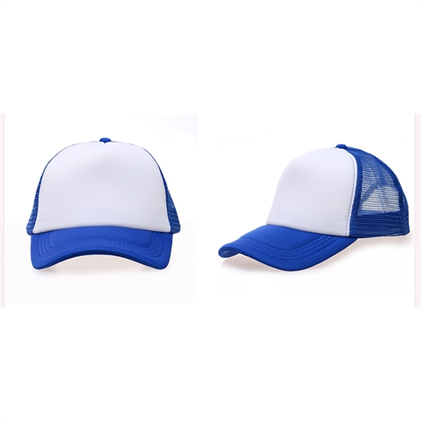 Stock 2-Tone Polyester 5 Panel Mesh Back Cap, Double Row 15