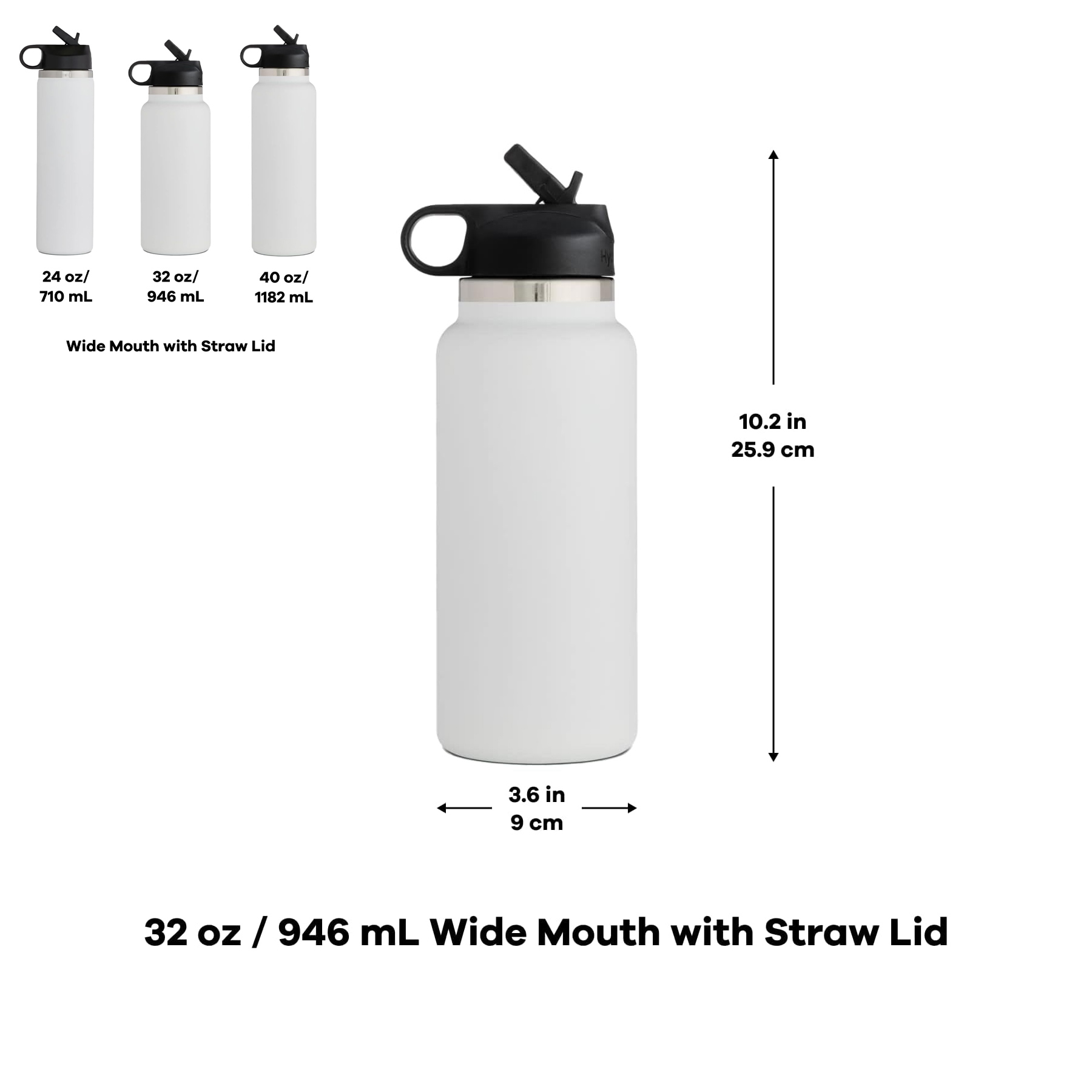32oz/40oz Wide Mouth Bottle with Straw Lid, custom water bottle with logo imprint 2