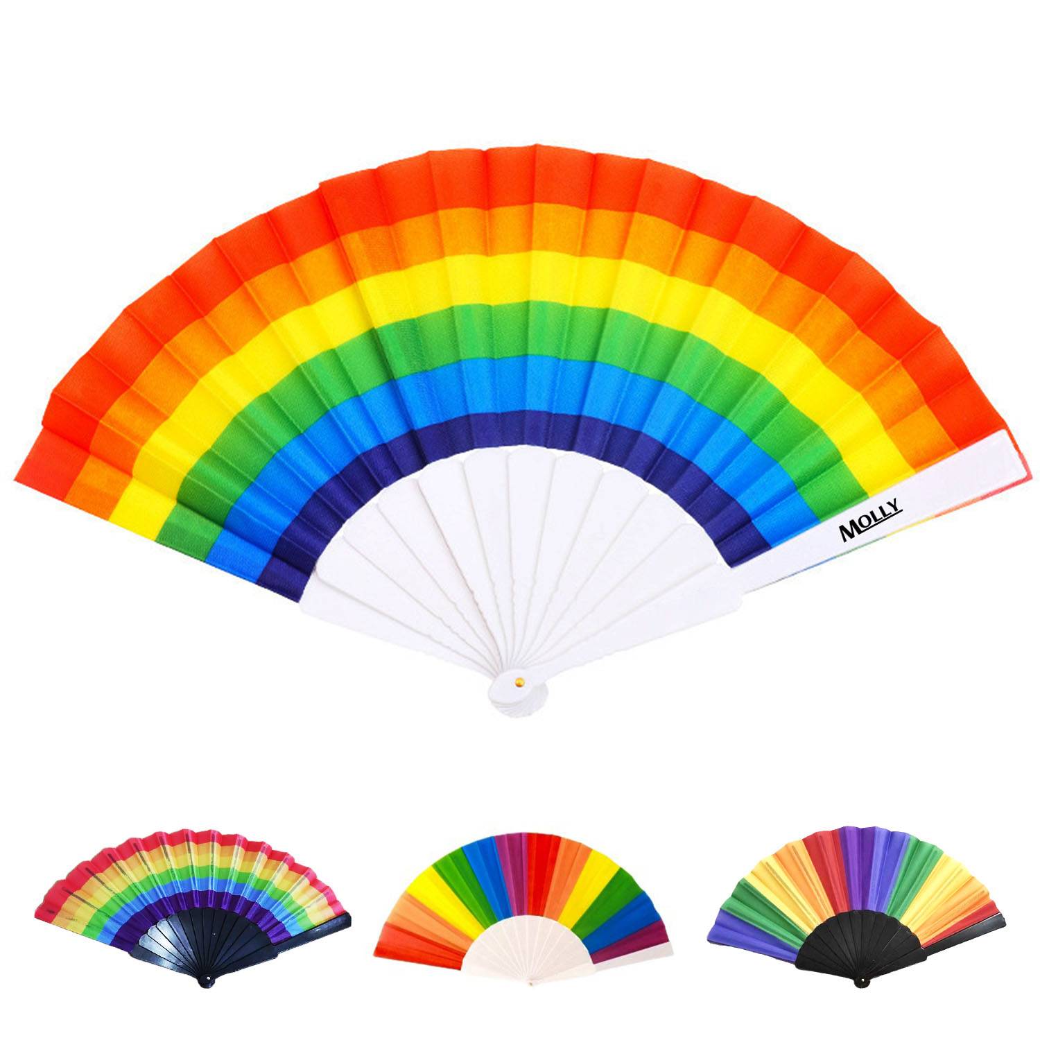 Rainbow Folding Colorful HandHeld Fans for Party