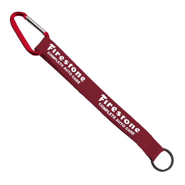 3/4" Sewn Polyester Keychain with Metal Split-Ring and Carabiner 136