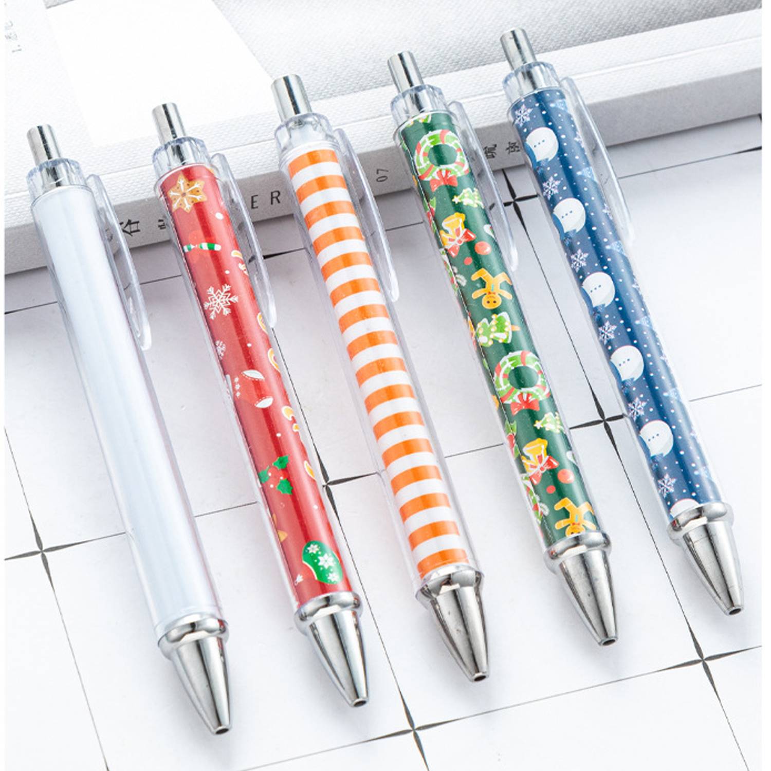 Custom Patterned Press Plastic Ballpoint Pen 5