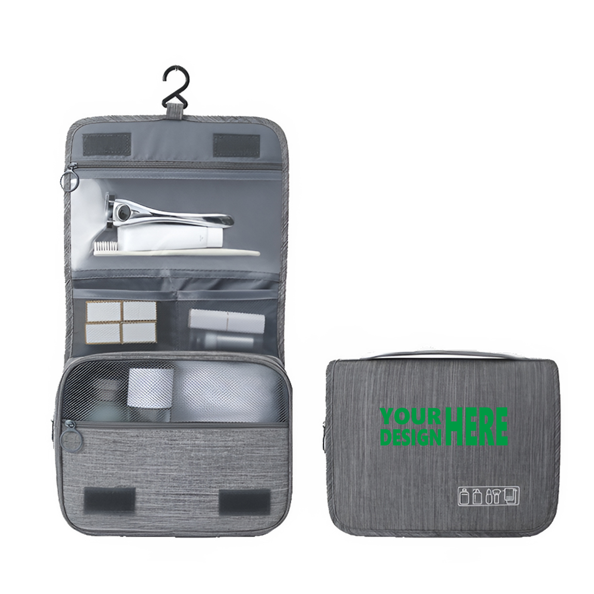 MOQ50 Personalized Hanging Travel Toiletry Bag with Sections 2