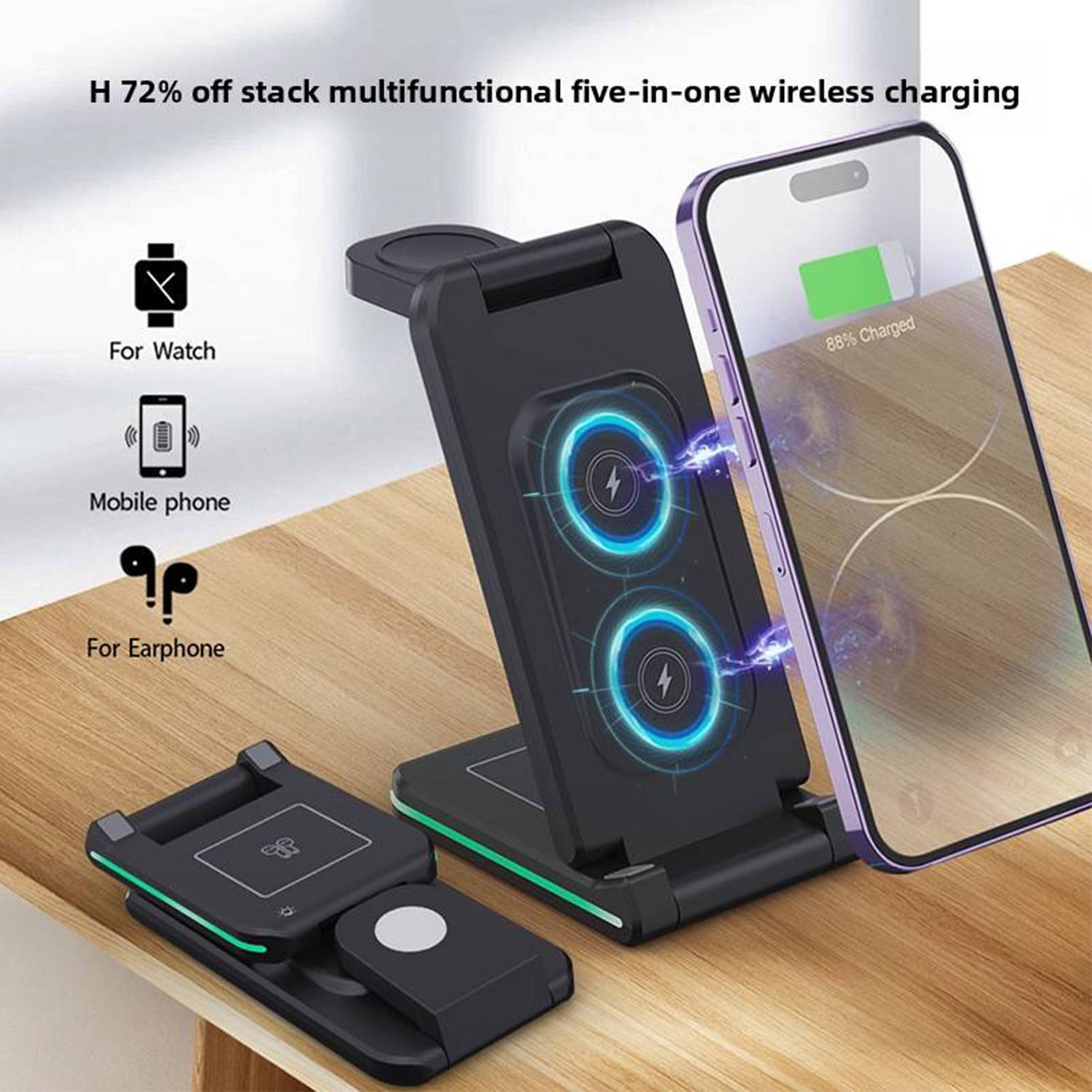 5 In 1 Foldable Wireless Charger Phone Stand 4