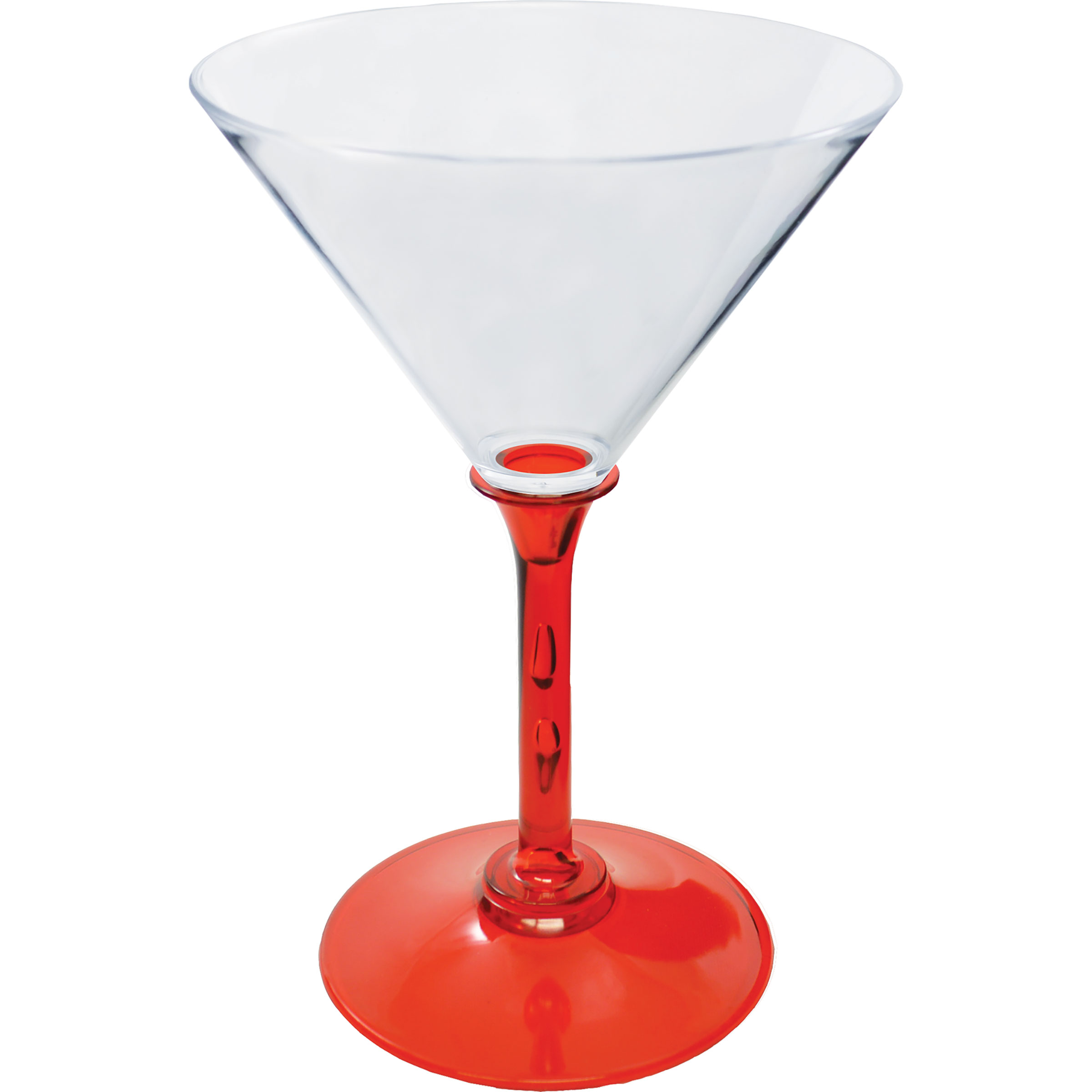 7oz Standard Stem Plastic Martini Glass with Your Choice of Stem Color