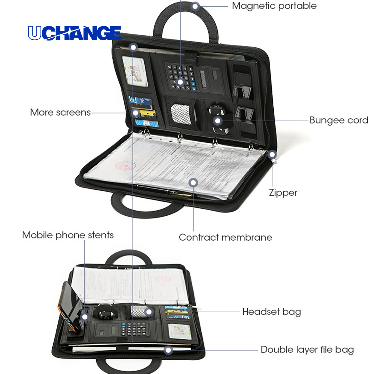 Zippered Portfolio Binder with Handles & Calculator 3