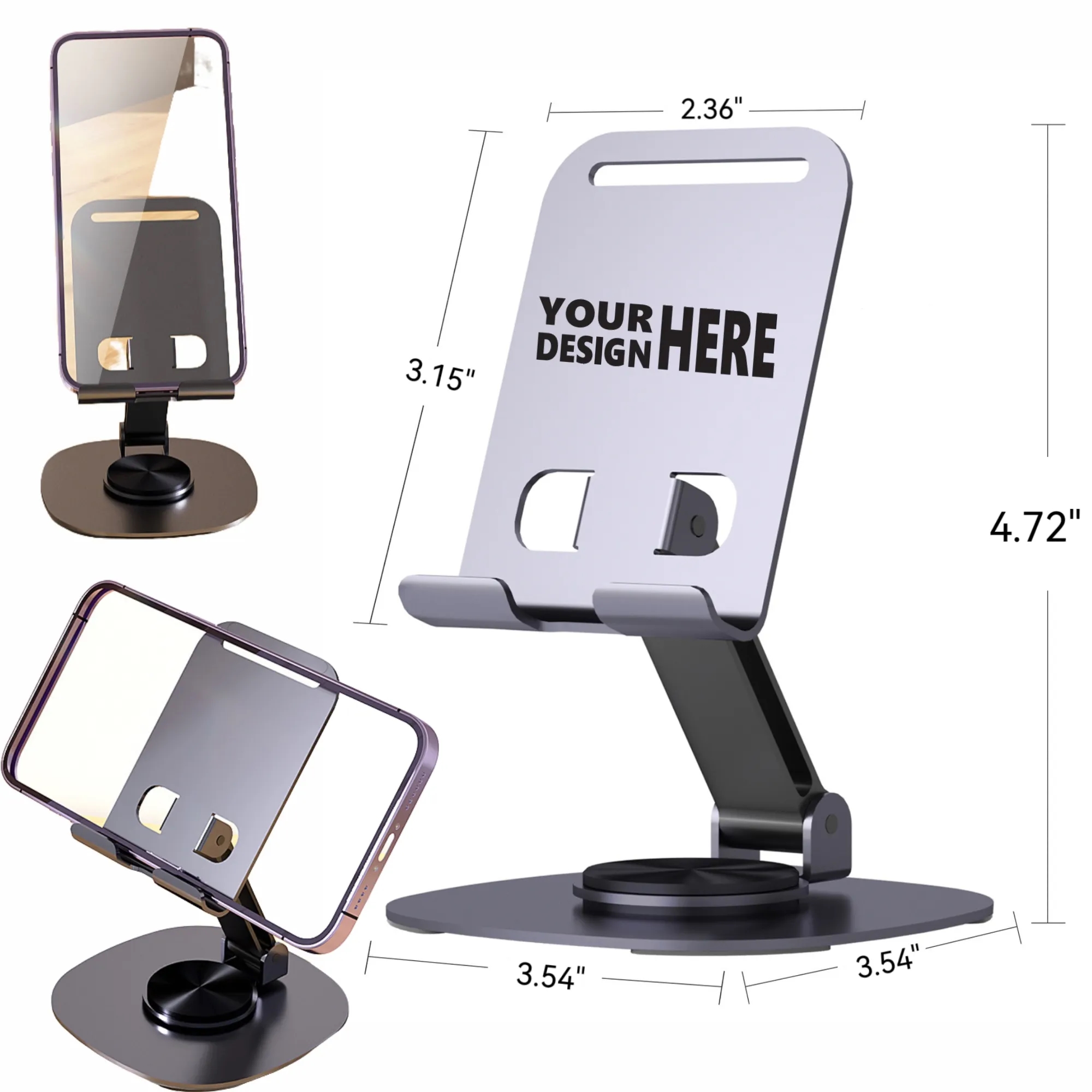 360 Rotating Metal Phone Tablet Stand Custom Logo 3