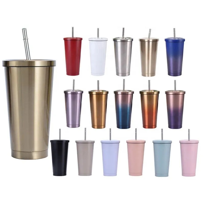 Insulated Stainless Steel Water Cup With Straw 2