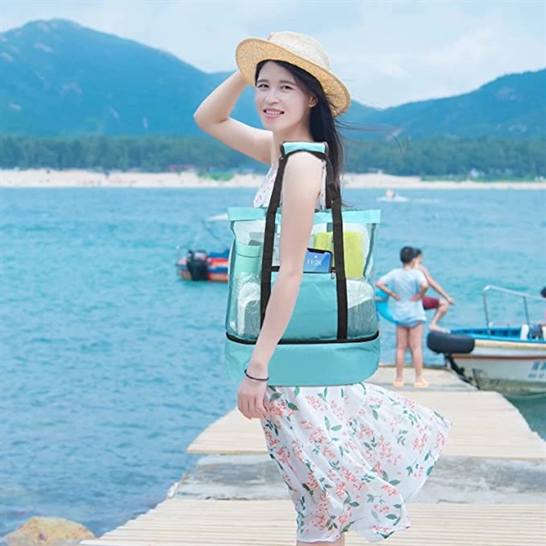 Mesh Beach Bag Tote with Insulated Cooler 3