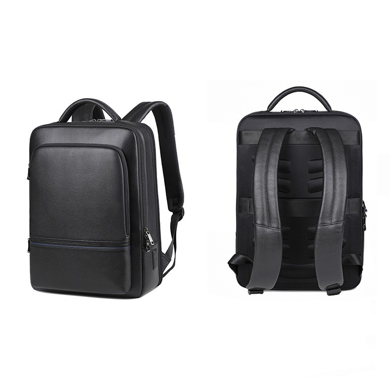 Classic Black Leather Slim Backpack 3