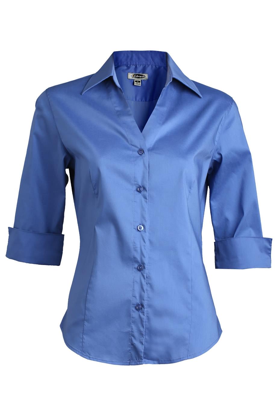 Stretch Broadcloth Three Quarter Sleeve Ladies Shirt 4