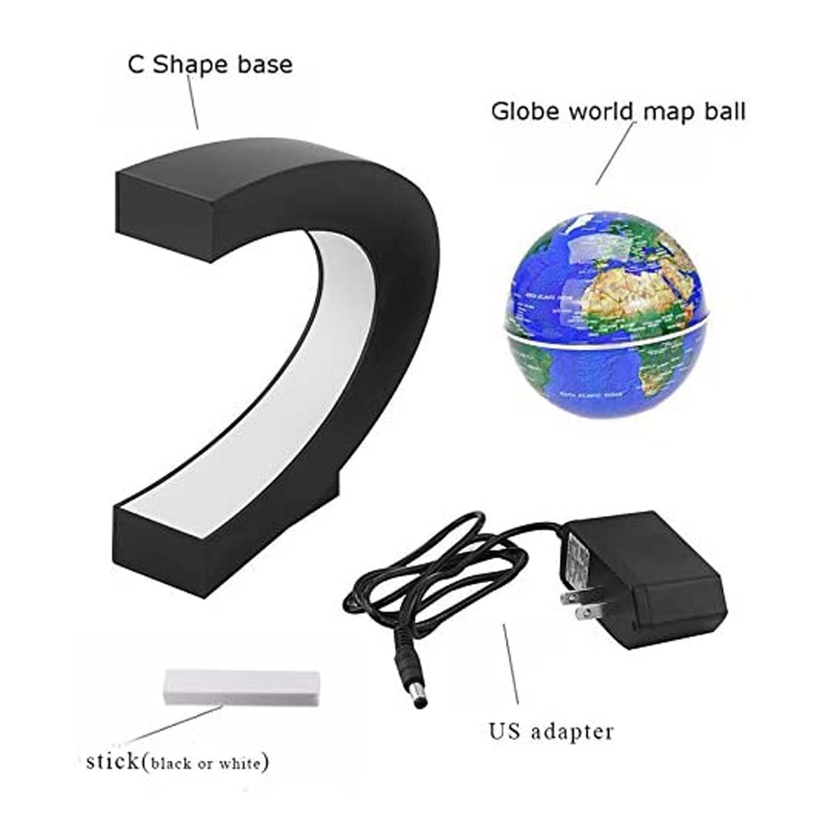 Magnetic Floating Globe with LED Light C Shape 4