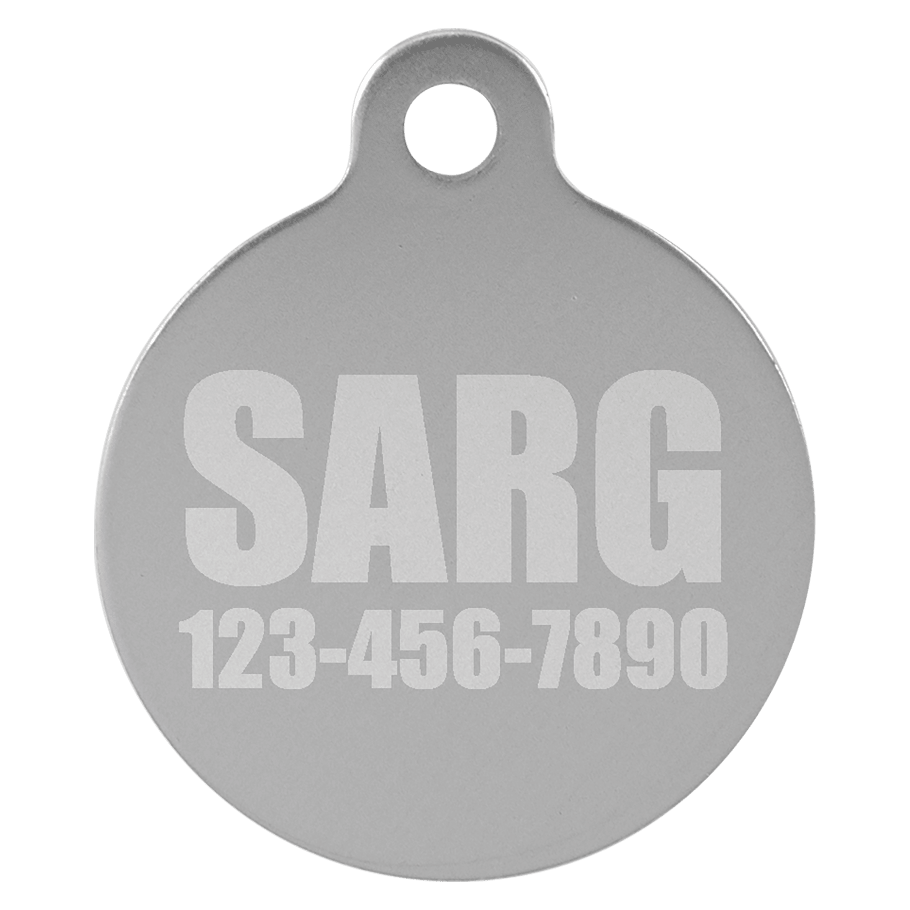 1" Silver Anodized Aluminum Round Pet Tag with Tab 1