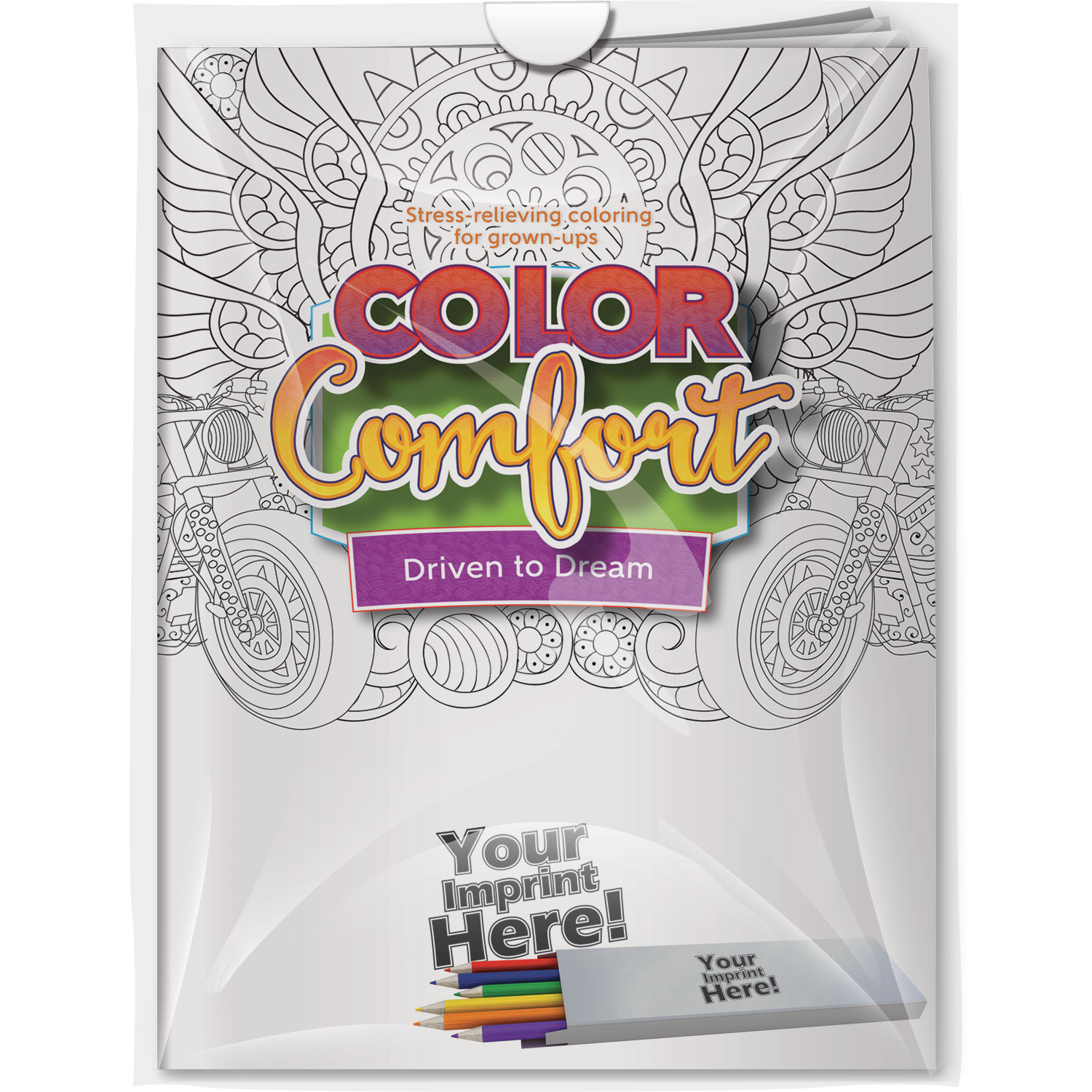 Combo Pack - CC107 Color Comfort & 6-Pack of Colored Pencils (Imprinted) in a Poly Bag 1