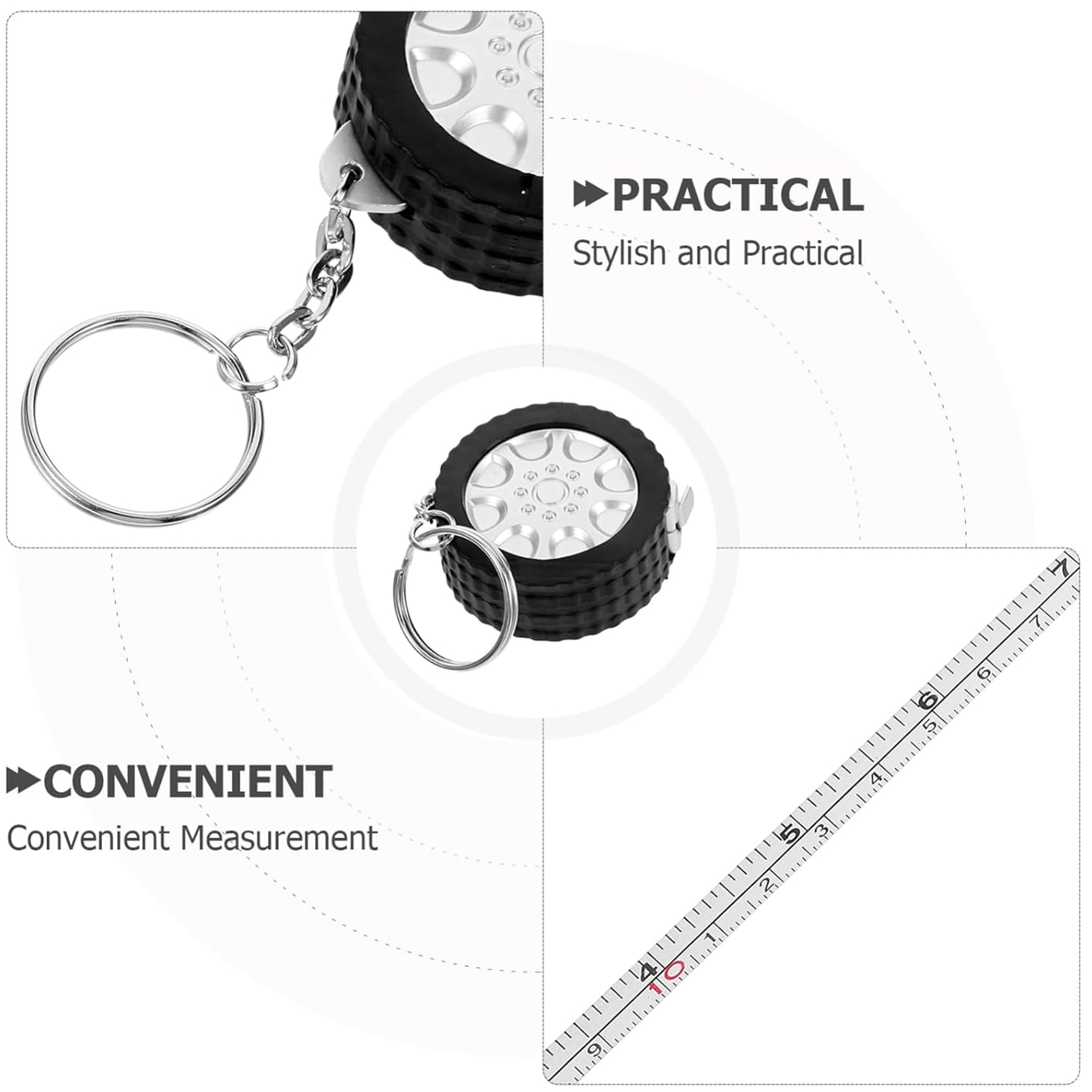 Automotive Tire Mini Tape Measure Keychain Tool 2
