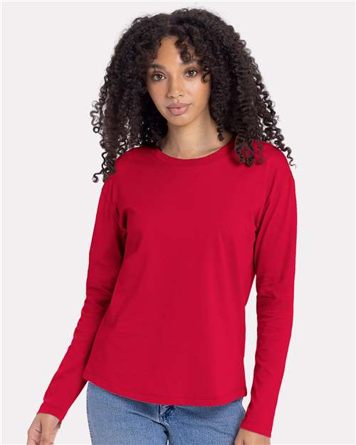 Women's Cotton Relaxed Long Sleeve T-Shirt - 3911 7