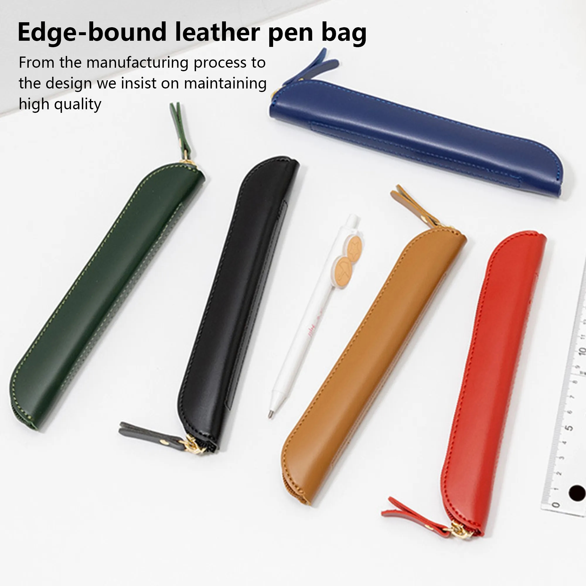 Leather Solid-Color Pencil Case 9